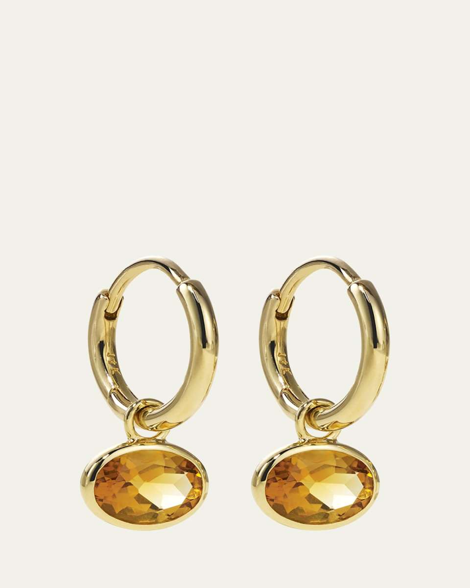 14K Yellow Gold Orbit Hoop Earrings with Citrine